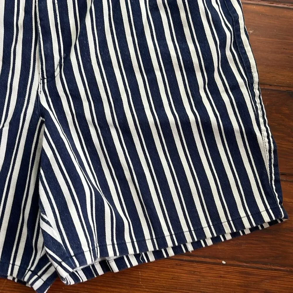 Vintage Liz Wear striped long inseam hi rise denim jean Joey shorts sz 12